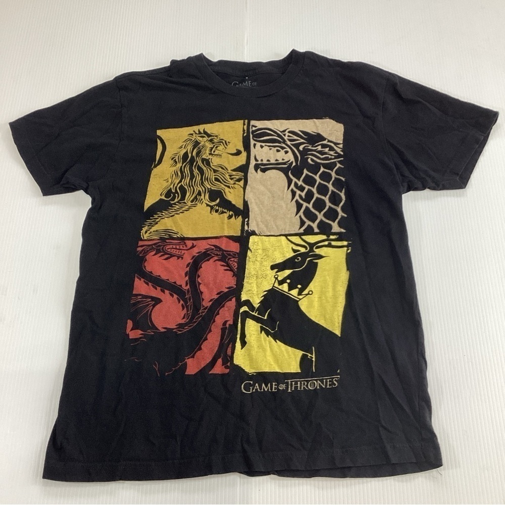 GAME OF THRONES T-Shirt Mens Small Square Insignias Four Houses Black